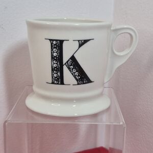 Anthropologie Monogram Letter 'K' 14 oz Coffee Mug Shaving Cup Style Mint